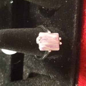 Purple White Stripped Square Ring Size 10